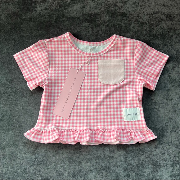 NWT Jane + Jo Pink Checkered Top Size 2T - Picture 1 of 5